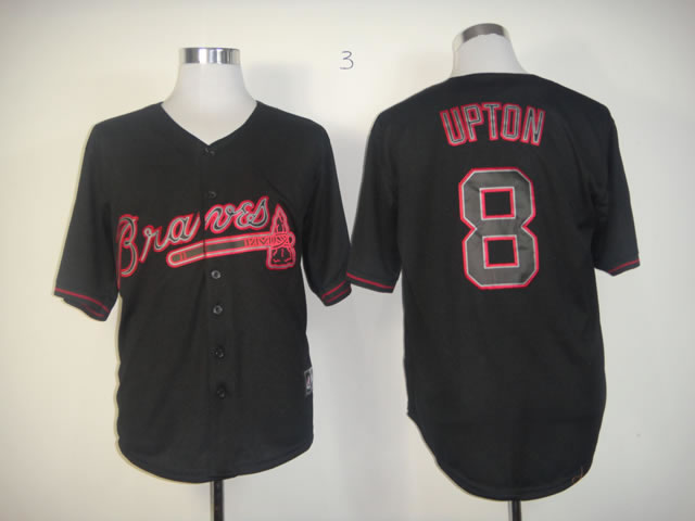 Men Atlanta Braves #8 Upton Black MLB Jerseys
